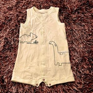 Carters green button down dinosaur one piece 12 month